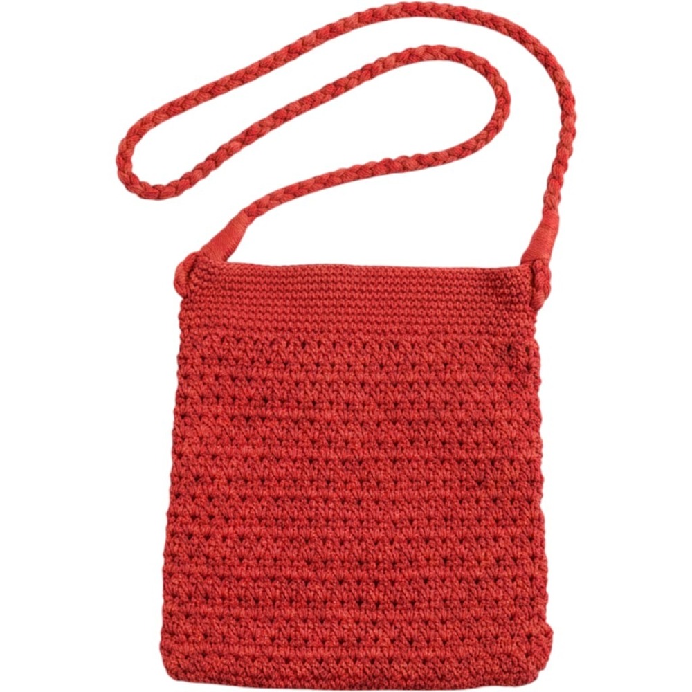 The Sak Crochet Crossbody Bag Womens Small Red Braided Strap Boho Zip Top